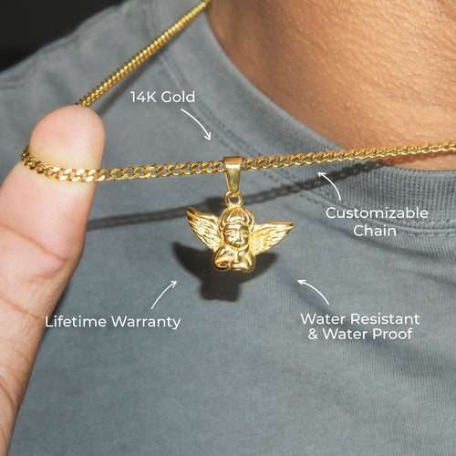 Mens Jewelry - 14K Gold Angel Necklace | Appx. 2.6 Grams