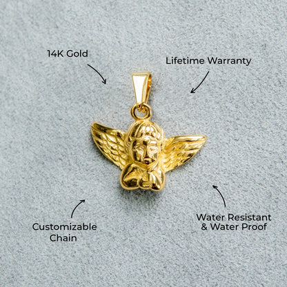 Mens Jewelry - 14K Gold Angel Necklace | Appx. 2.6 Grams