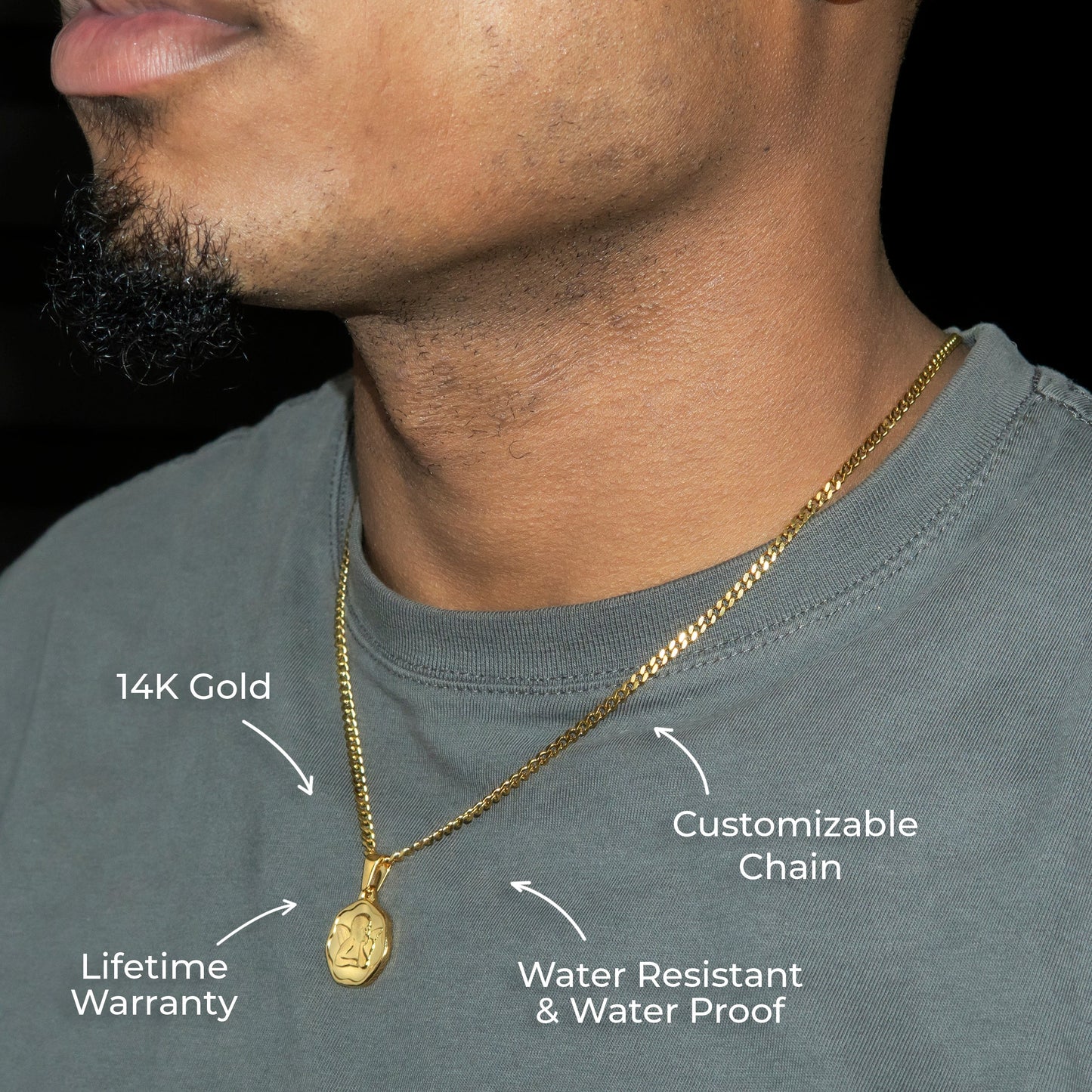 Mens Jewelry - 14K Gold Angel Necklace | Appx. 4 Grams