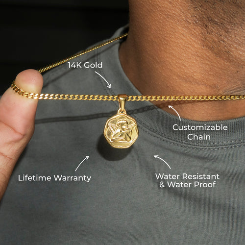Mens Jewelry - 14K Gold Angel Necklace | Appx. 4 Grams