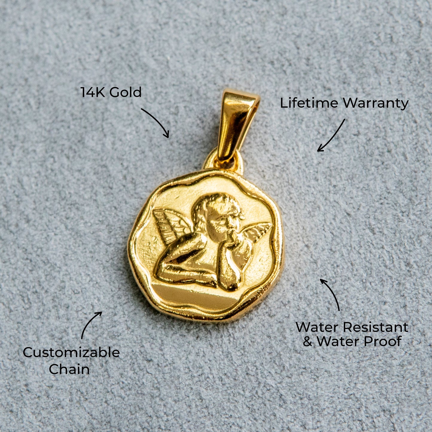 Mens Jewelry - 14K Gold Angel Necklace | Appx. 4 Grams