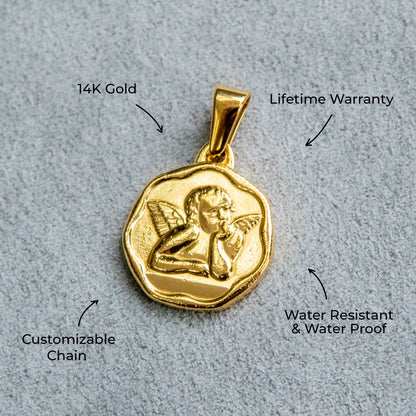 Mens Jewelry - 14K Gold Angel Necklace | Appx. 4 Grams