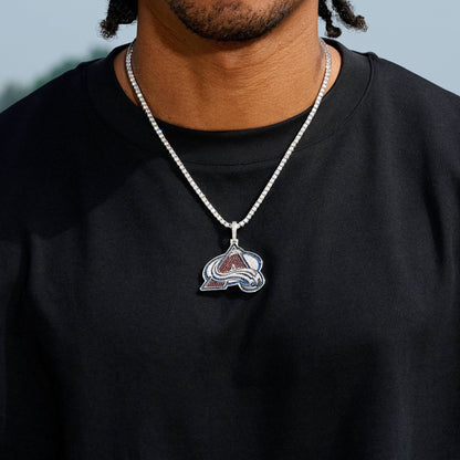 Colorado Avalanche Official NHL Logo Pendant in White Gold