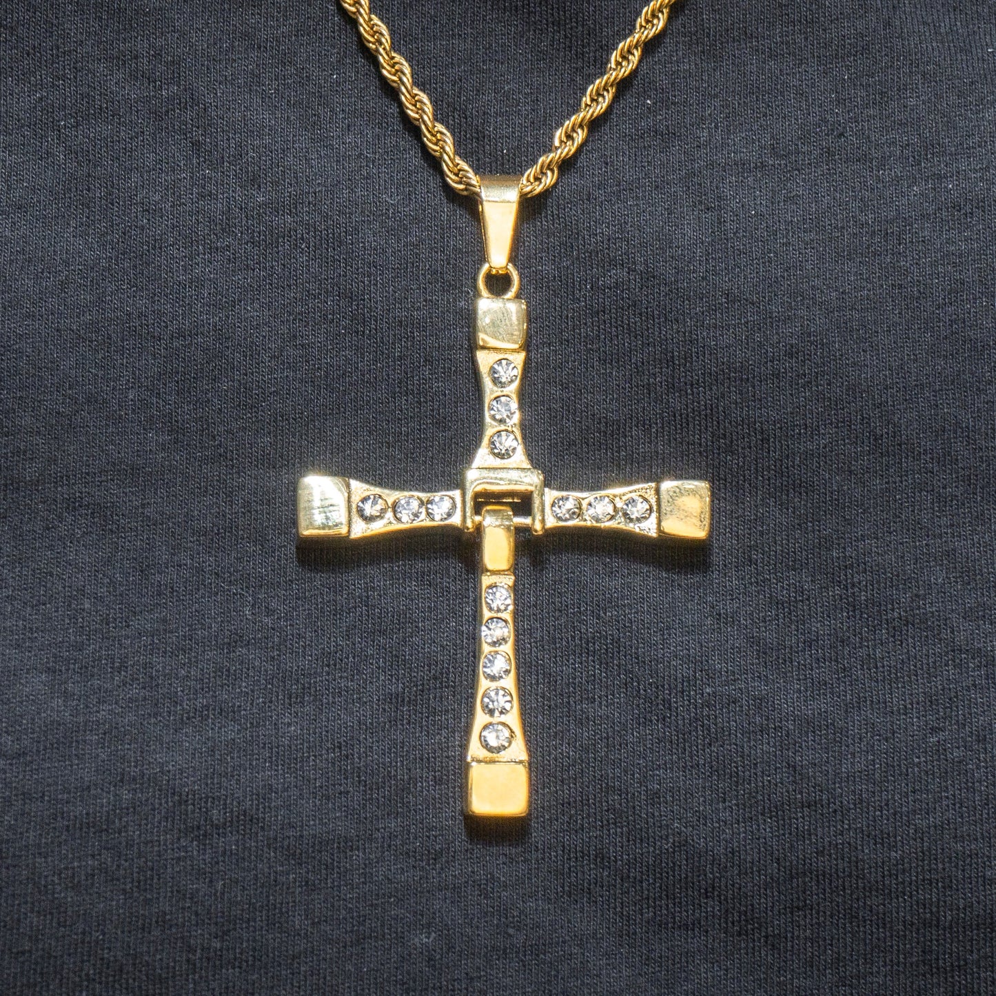 Mens Jewelry -  Gold Iced Out VVS Cross Necklace For Men | Appx. 26.7 Grams