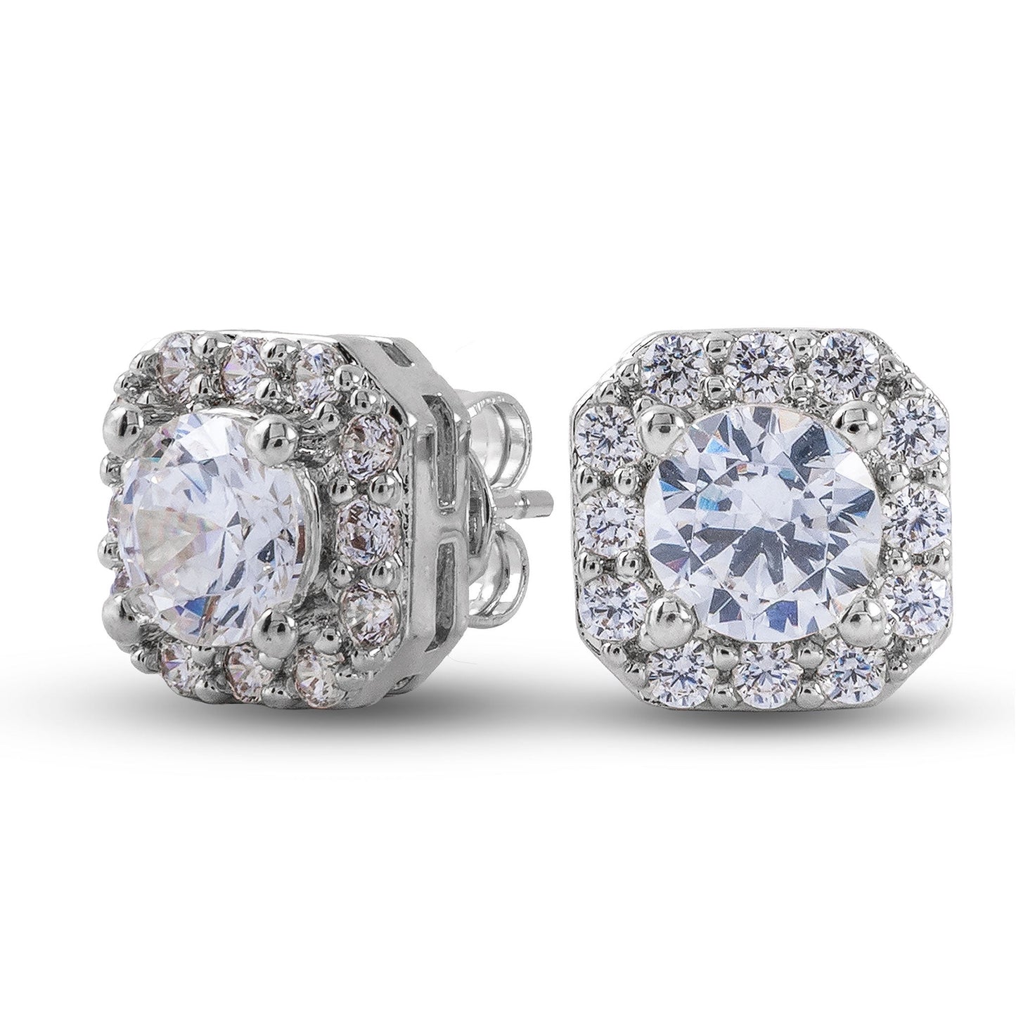 Cushion Cut Lab Grown Diamond Stud Earrings in Solid White Gold