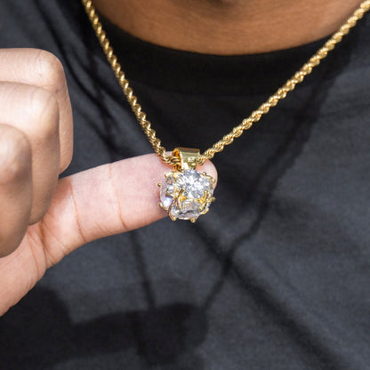 Mens Jewelry -  14K Gold Iced Out VVS Pendant Necklace | Appx. 19 Grams