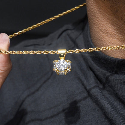 Mens Jewelry -  14K Gold Iced Out VVS Pendant Necklace | Appx. 19 Grams