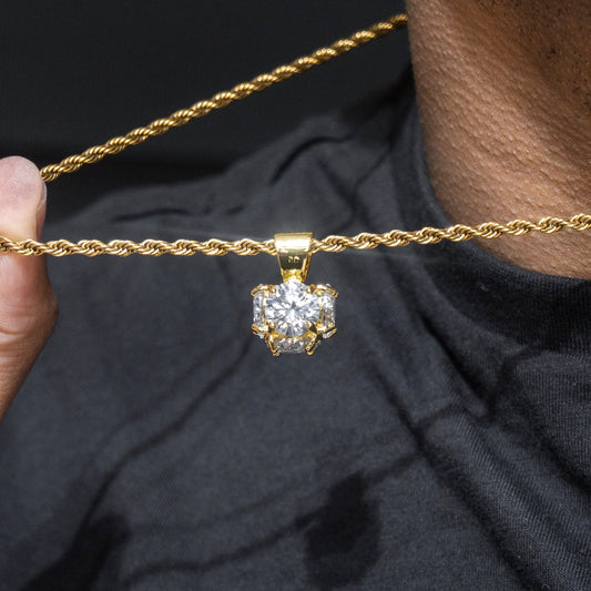 Mens Jewelry -  14K Gold Iced Out VVS Pendant Necklace | Appx. 19 Grams