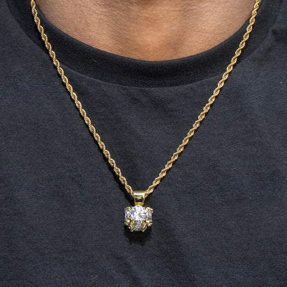 Mens Jewelry -  14K Gold Iced Out VVS Pendant Necklace | Appx. 19 Grams