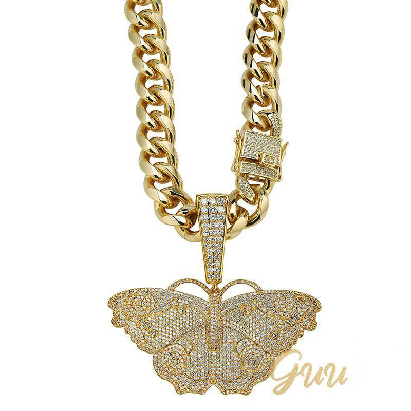18K Gold-Plated Micro Inlay  AAA CZ Butterfly Pendant