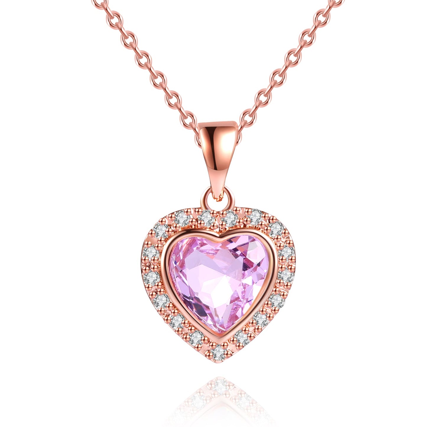 18K Rose Gold Plated Crystal Heart Necklace
