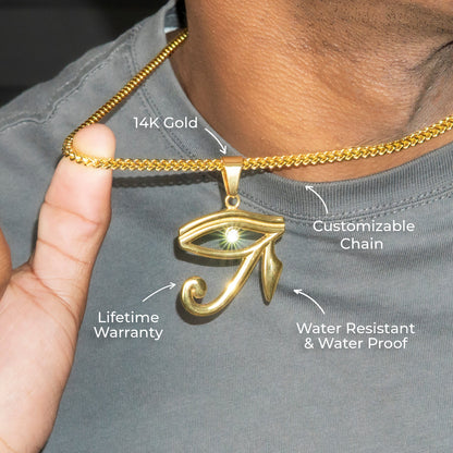 Mens Jewelry - 14K Gold Eye of Ra Necklace | Appx. 13 Grams