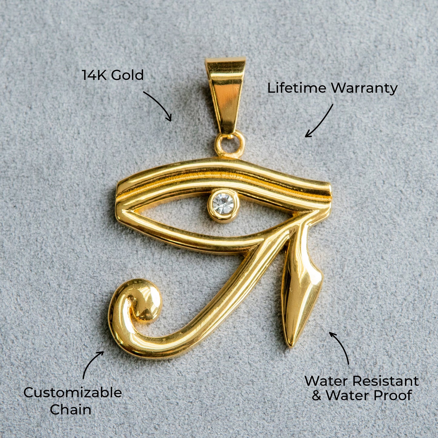 Mens Jewelry - 14K Gold Eye of Ra Necklace | Appx. 13 Grams