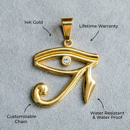 Mens Jewelry - 14K Gold Eye of Ra Necklace | Appx. 13 Grams