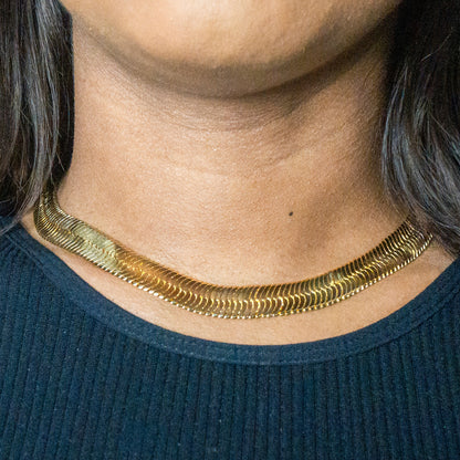 Womens Jewelry - Gold Herringbone Link Chain