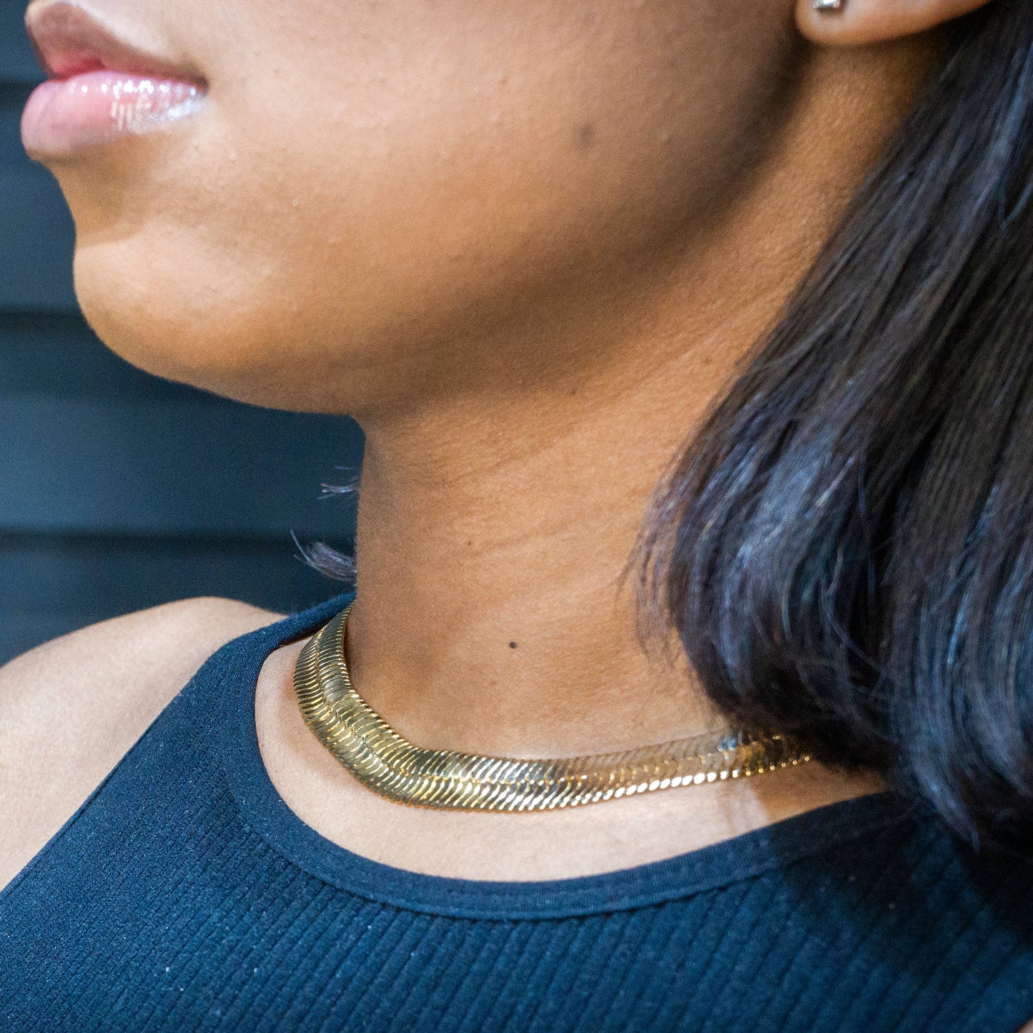 Womens Jewelry - Gold Herringbone Link Chain