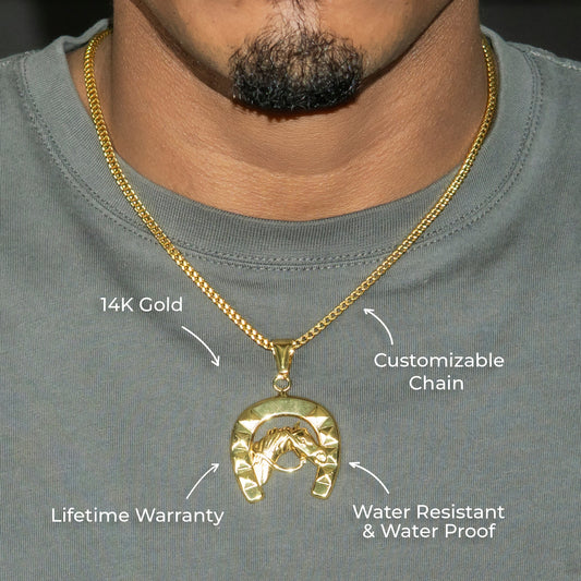Mens Jewelry - 14K Gold Horse Shoe Necklace | Appx. 12 Grams