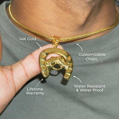 Mens Jewelry - 14K Gold Horse Shoe Necklace | Appx. 12 Grams