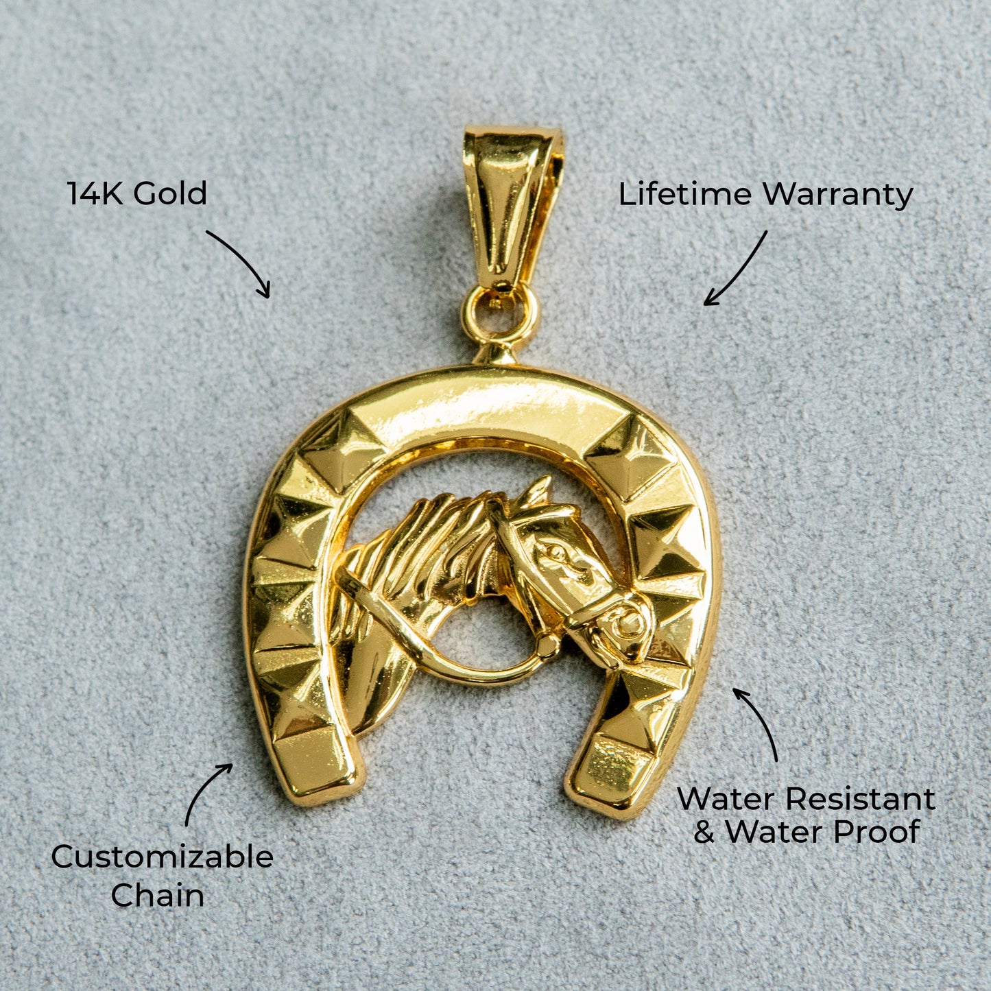 Mens Jewelry - 14K Gold Horse Shoe Necklace | Appx. 12 Grams