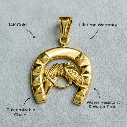Mens Jewelry - 14K Gold Horse Shoe Necklace | Appx. 12 Grams