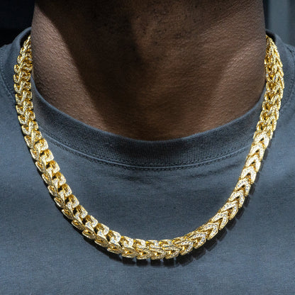 Gold Jewelry -  Solid Gold Iced Out VVS Franco Chain ( 8 Mm )
