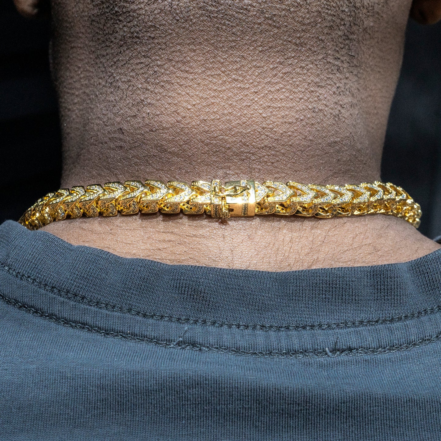Gold Jewelry -  Solid Gold Iced Out VVS Franco Chain ( 8 Mm )