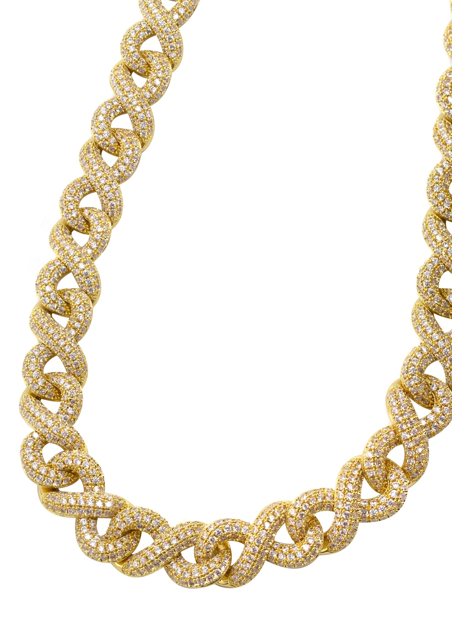 Gold Jewelry -  Mens 14K Gold Iced Out VVS Infinity Link Chain