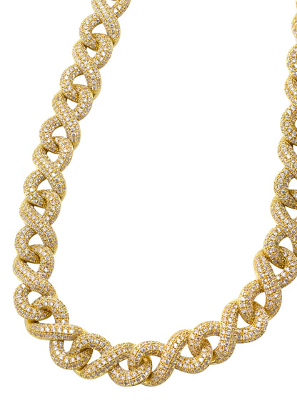 Gold Jewelry -  Mens 14K Gold Iced Out VVS Infinity Link Chain
