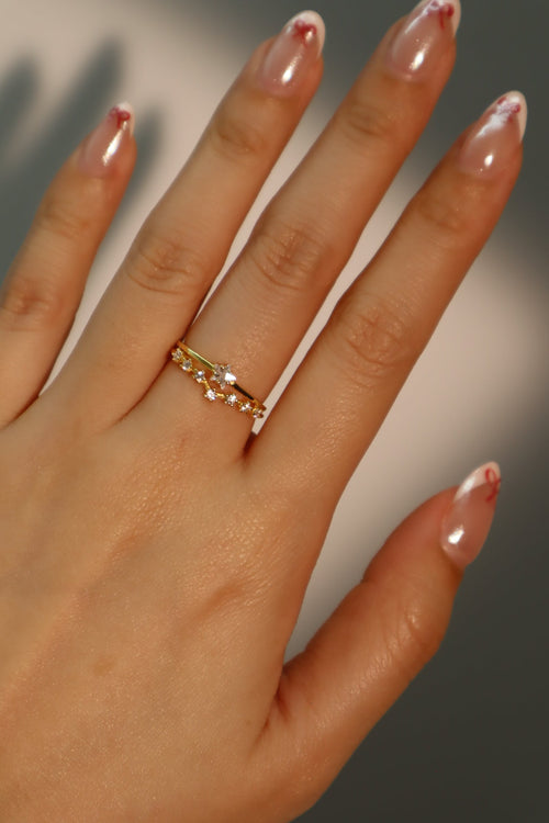 18K Gold Vermeil Diamond Star Ring