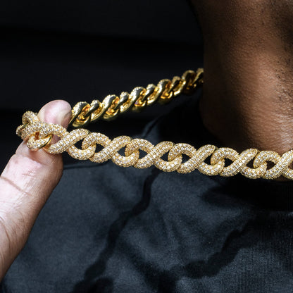 Gold Jewelry -  Mens 14K Gold Iced Out VVS Infinity Link Chain
