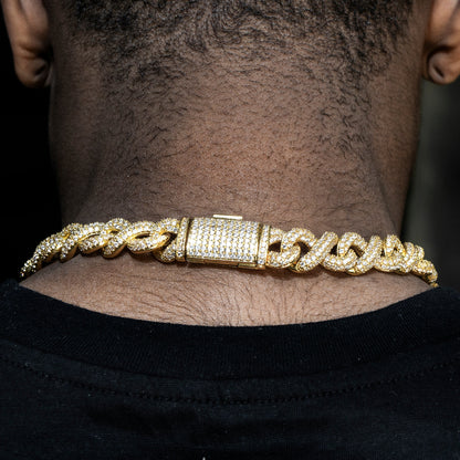 Gold Jewelry -  Mens 14K Gold Iced Out VVS Infinity Link Chain