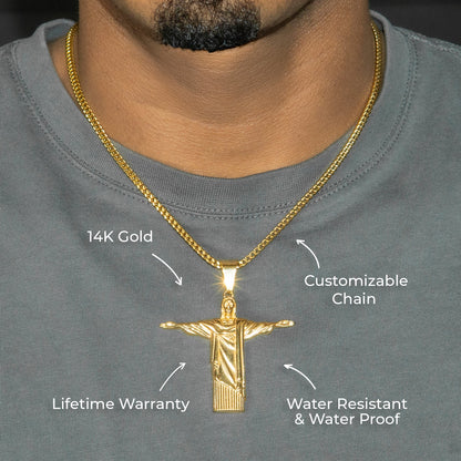 Mens Jewelry - 14K Gold Jesus Necklace | Appx. 15 Grams