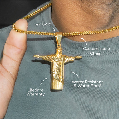 Mens Jewelry - 14K Gold Jesus Necklace | Appx. 15 Grams