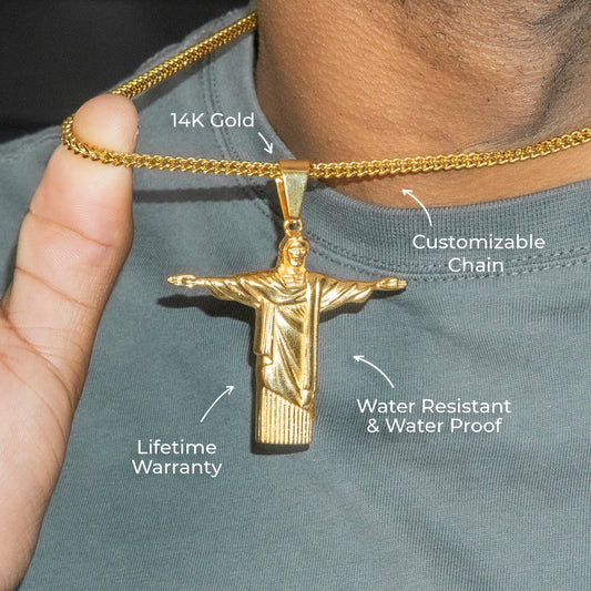 Mens Jewelry - 14K Gold Jesus Necklace | Appx. 15 Grams