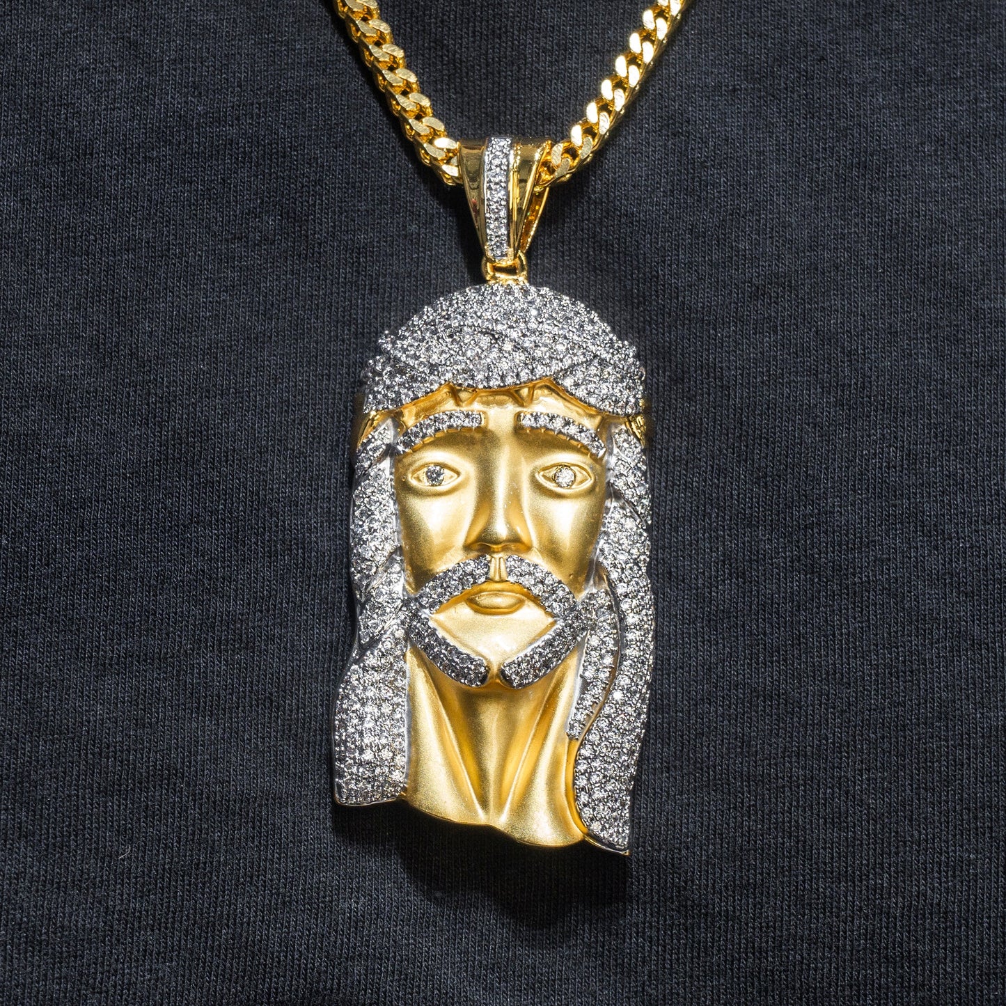 Mens Jewelry -  Gold Iced Out VVS Jesus Piece Chain | Appx. 42.4 Grams
