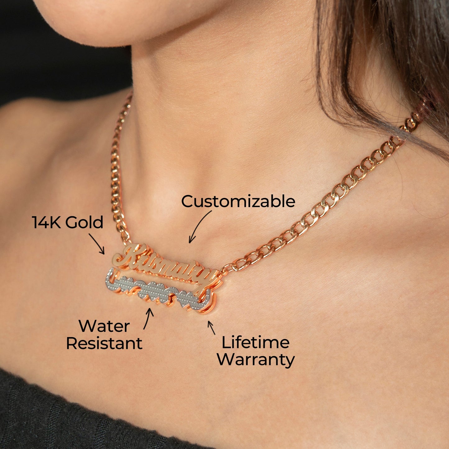 Women Jewelry - Rose Gold Name Necklace | Style # N11