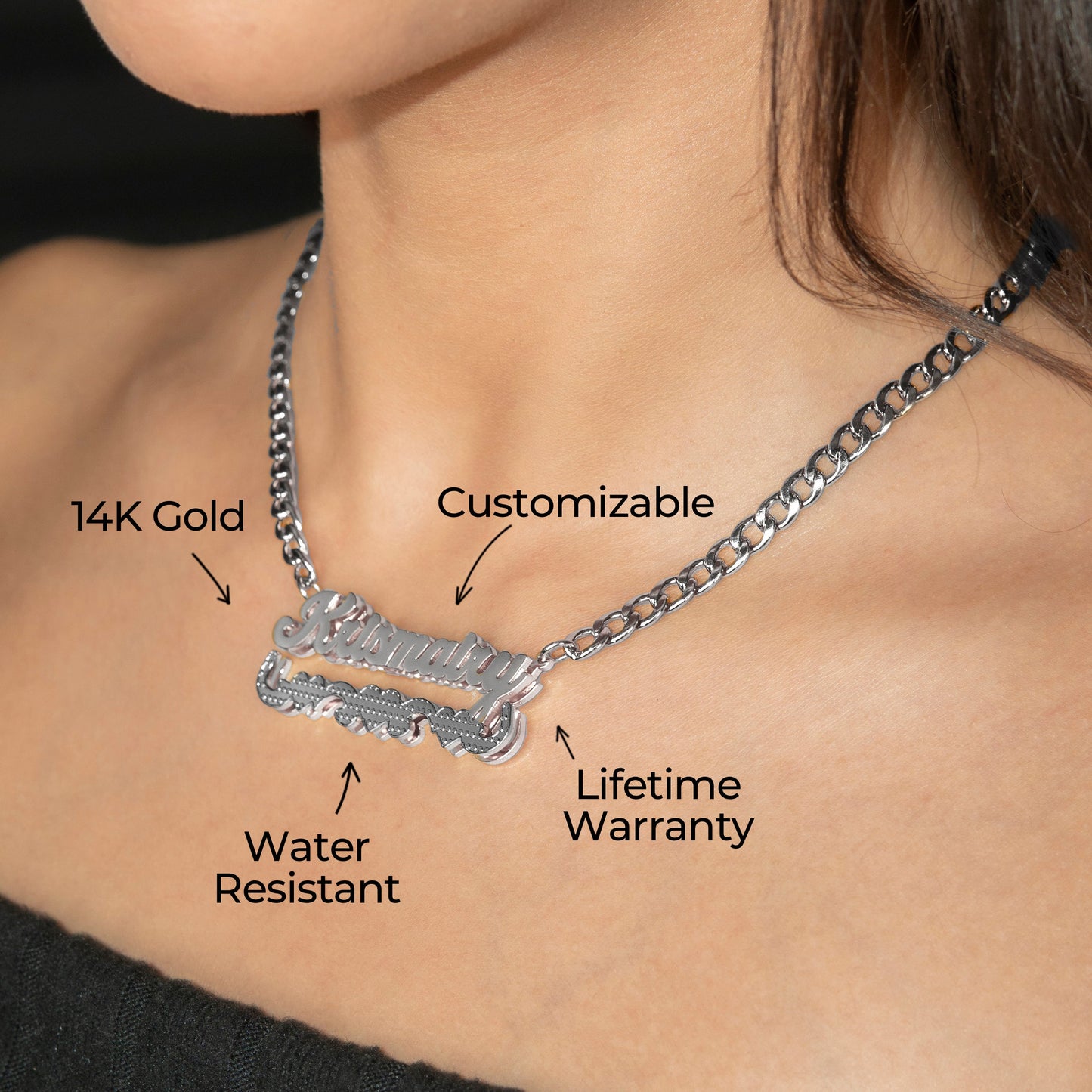 Women Jewelry - White Gold Name Necklace | Style # N11