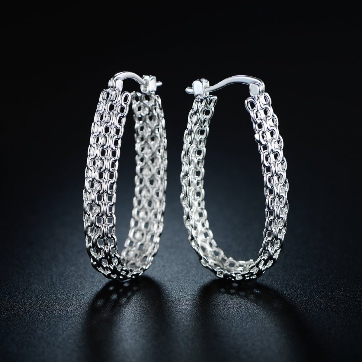 18K Gold Plated Cable Link Hoop Earrings