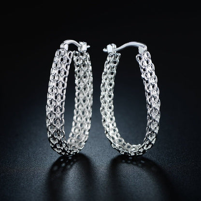 18K Gold Plated Cable Link Hoop Earrings