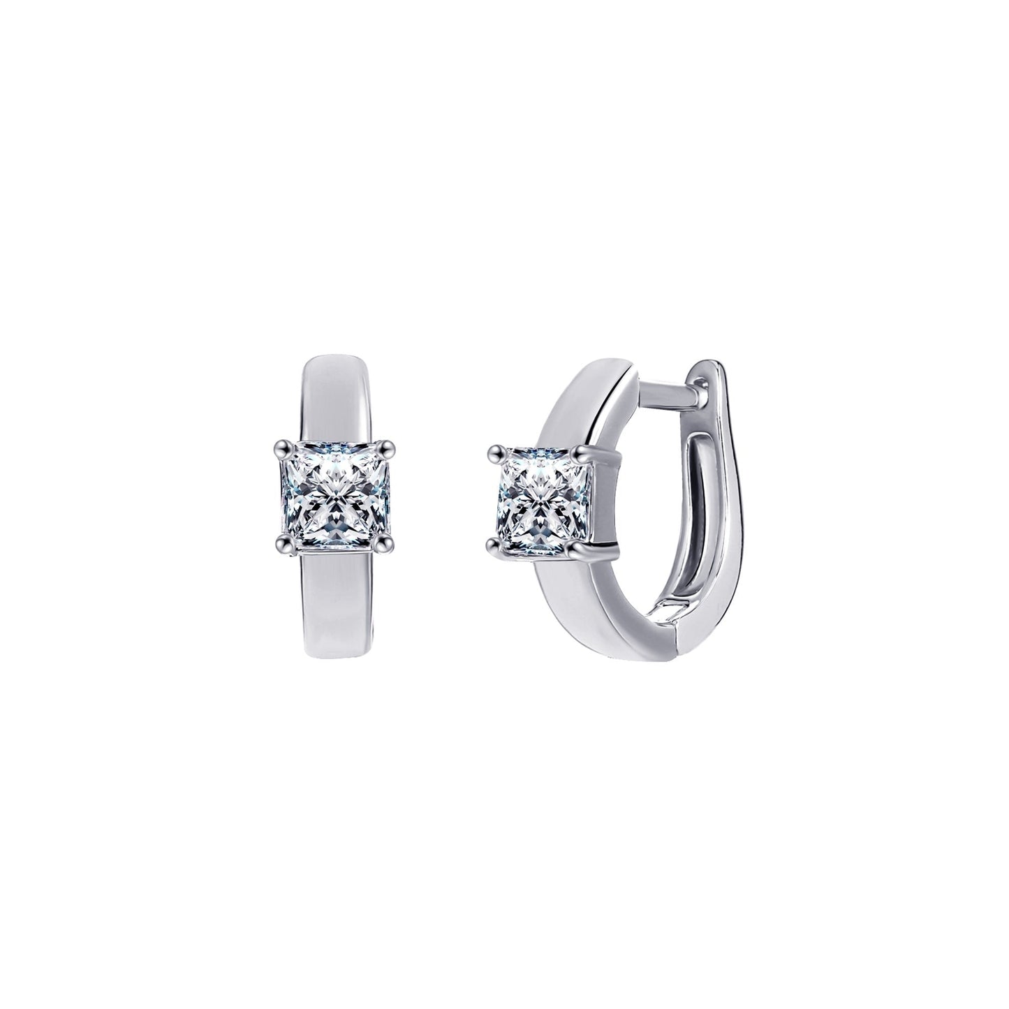 18K Gold Plated Square Cut Crystal Huggie Earrings