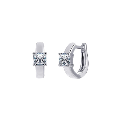 18K Gold Plated Square Cut Crystal Huggie Earrings