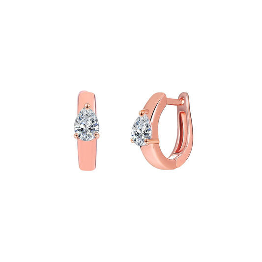 18K Gold Plated Teardrop Cut Crystal Huggie Earrings