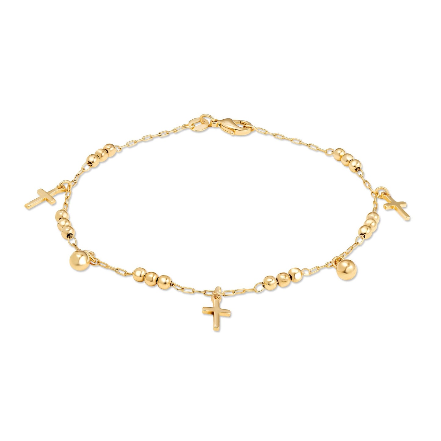 18K Gold Plated Cross Charm Anklet