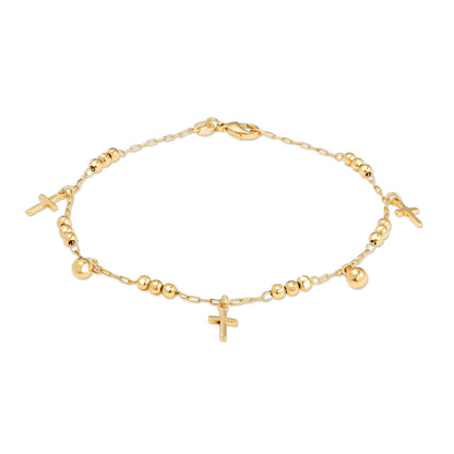 18K Gold Plated Cross Charm Anklet
