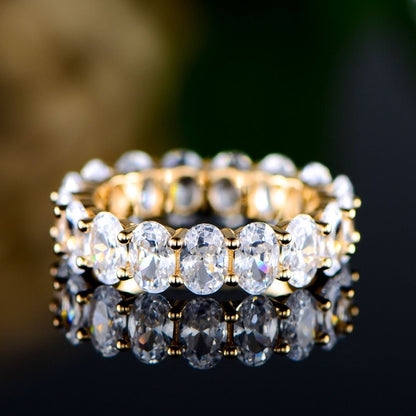 18K White Gold Plated Oval Cut Eternity Ring