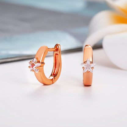 18K Gold Plated Star Cut Crystal Huggie Earrings