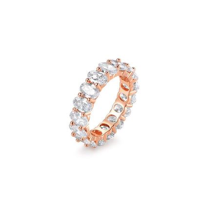 18K White Gold Plated Oval Cut Eternity Ring
