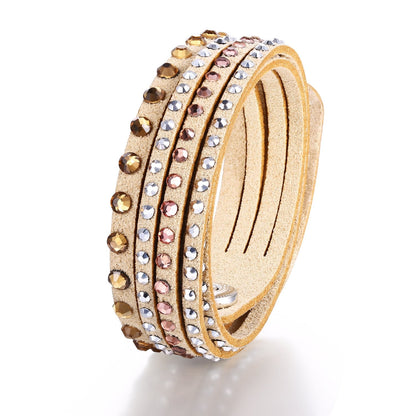 Barzel Leather Created Austrian Crystals Wrap Bracelets (Many Options Available)