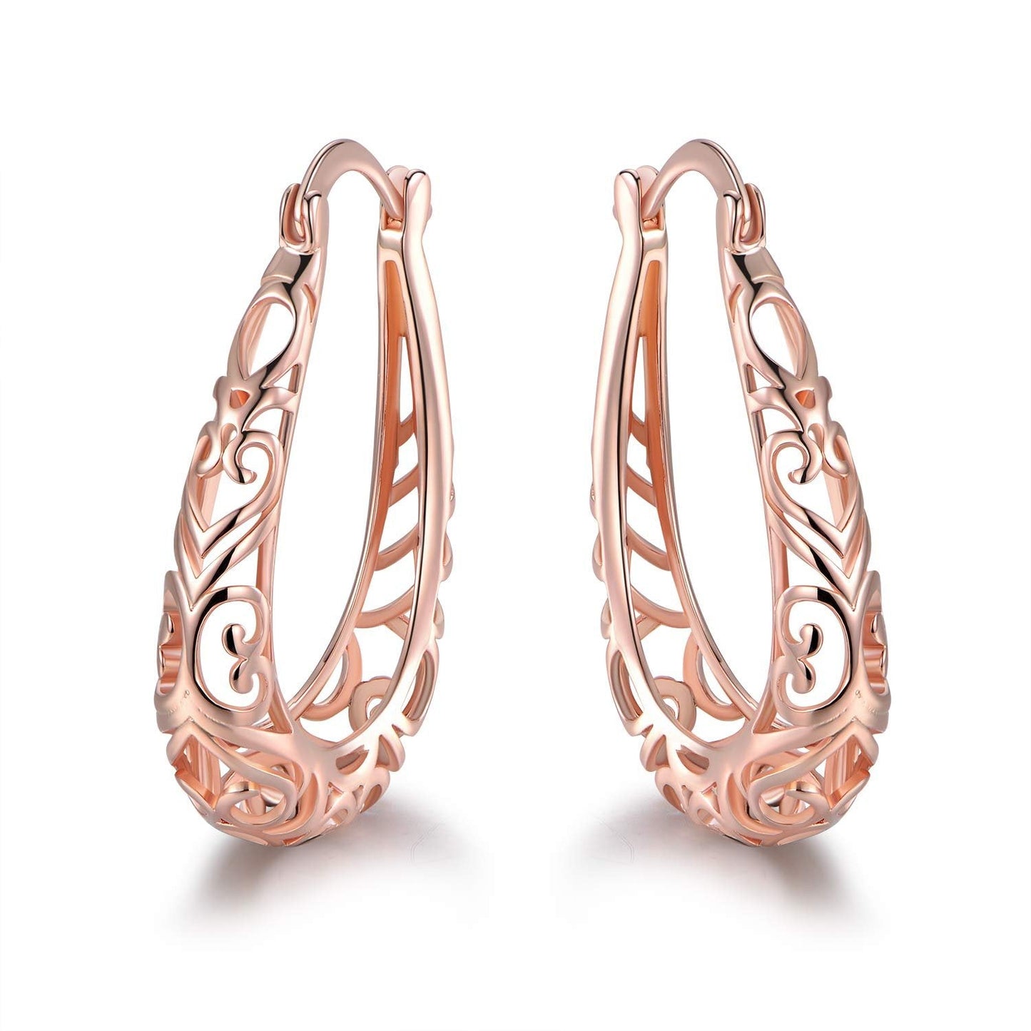 18K Gold Plated Filigree Hoop Earrings