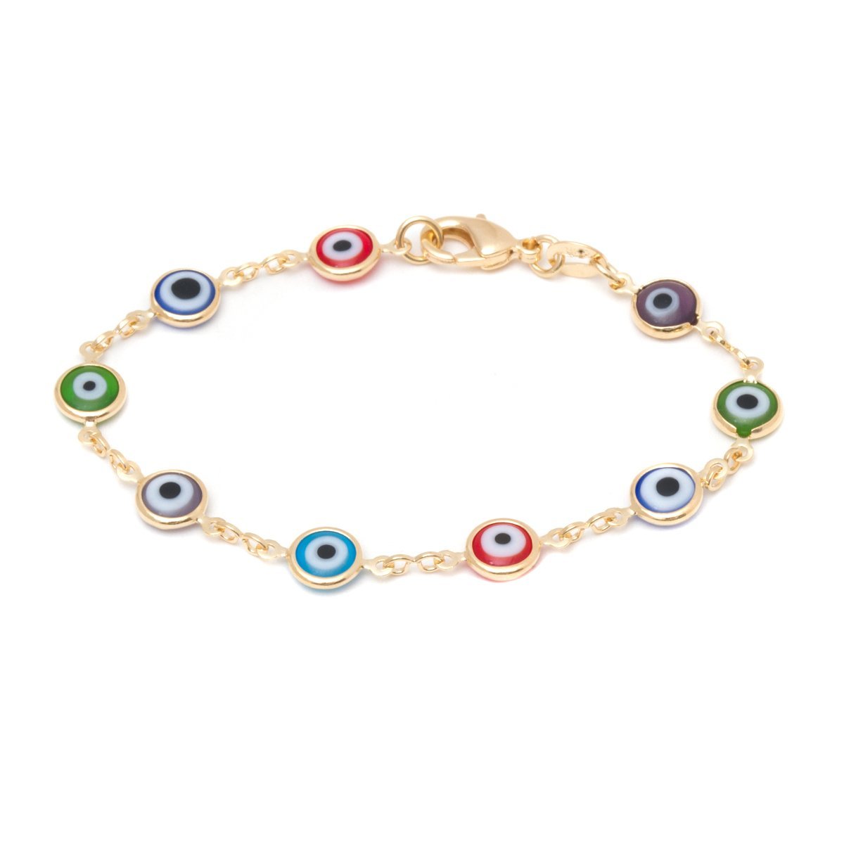 18K Gold Plated Multicolored Evil Eye Bracelet